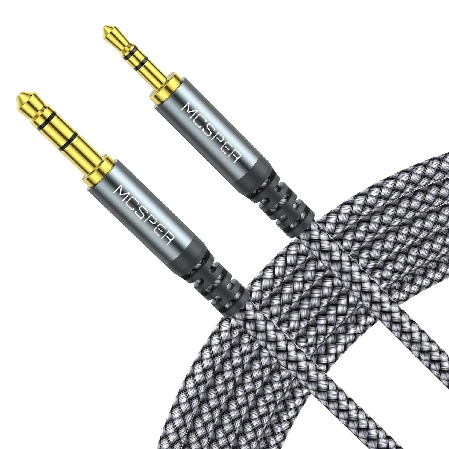 MCSPER 2-Pack 3.5mm to 2.5mm Aux Audio Cable (5FT) | Nylon Braided, Gold-Plated Connectors - main product image