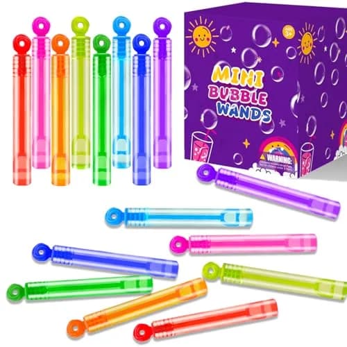 Leetous 32 Pack Mini Bubble Wands for Kids | Rainbow Colors, Non-Toxic | ASTM-Tested Party Favors thumbnail 1
