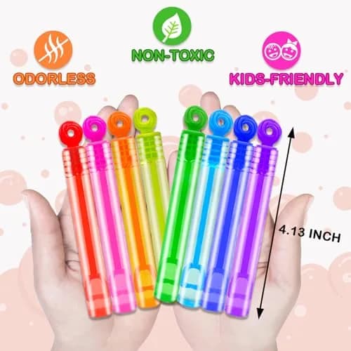 Leetous 32 Pack Mini Bubble Wands for Kids | Rainbow Colors, Non-Toxic | ASTM-Tested Party Favors thumbnail 2