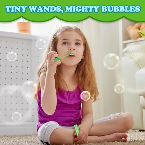 Leetous 32 Pack Mini Bubble Wands for Kids | Rainbow Colors, Non-Toxic | ASTM-Tested Party Favors thumbnail 3