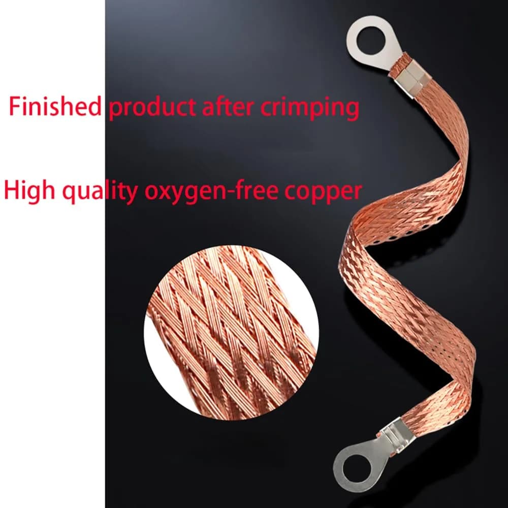 Euogeudel Flat Copper Braid Cable 5m (16.4ft) | Grounding Strap Wire for Electrical Circuits - view 4