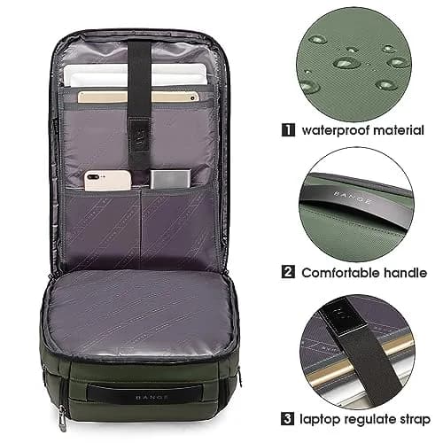 BANGE Business Waterproof Laptop Backpack 15.6" | Durable Travel & Business Bag with USB Port thumbnail 3
