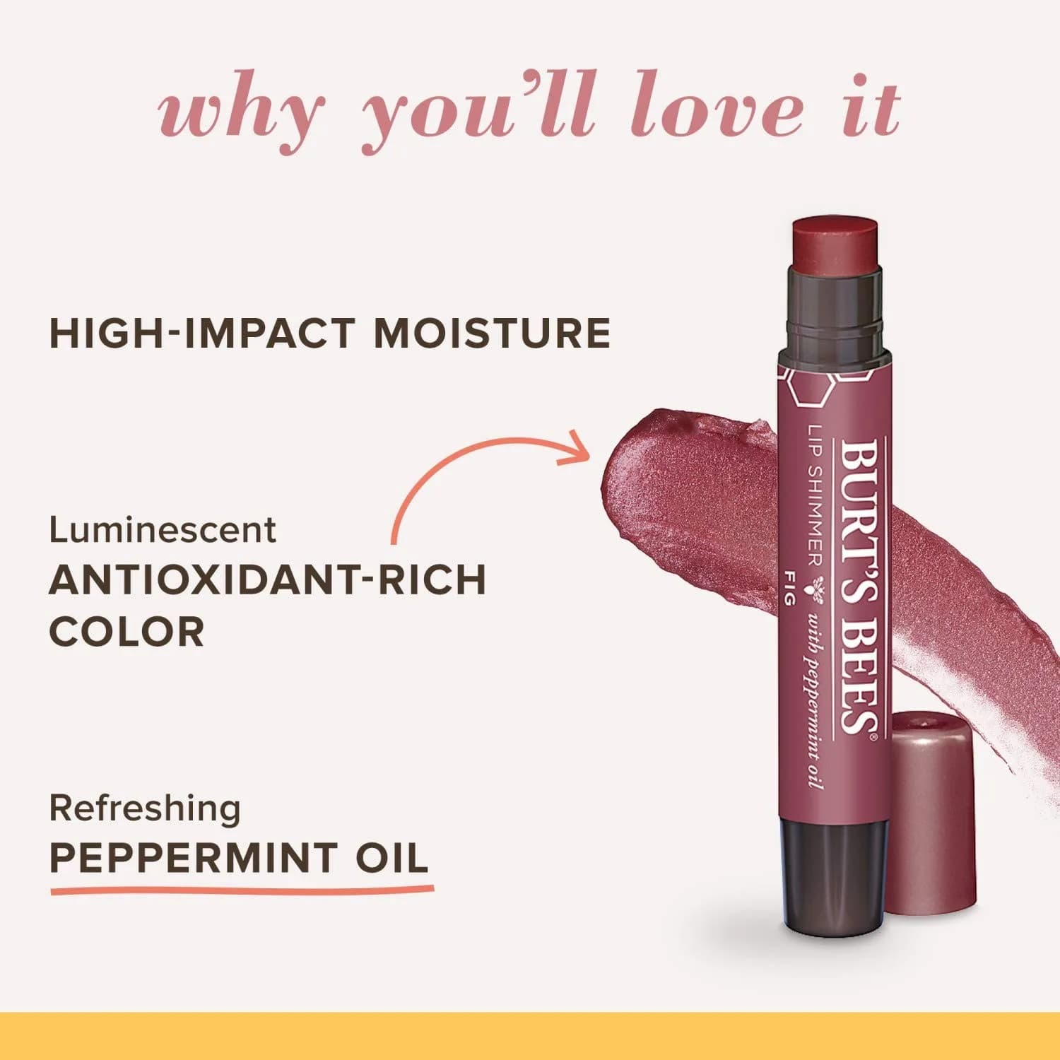 Burt's Bees Lip Shimmer Fig 0.09 oz (2.55 g) Pack of 2 | Tinted Lip Balm with Shea Butter & Coconut Oil - view 8