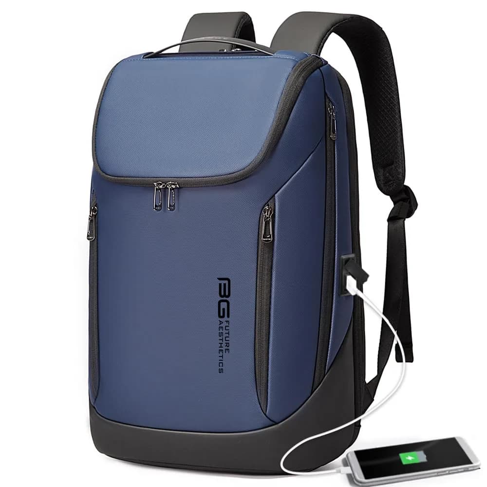 BANGE Business Smart Backpack Waterproof Fit 15.6 Inch Laptop Backpack with USB Charging Port, Travel Durable Backpack (36cm x 18cm x 45cm / 14.2" x 7.1" x 17.7") — Blue