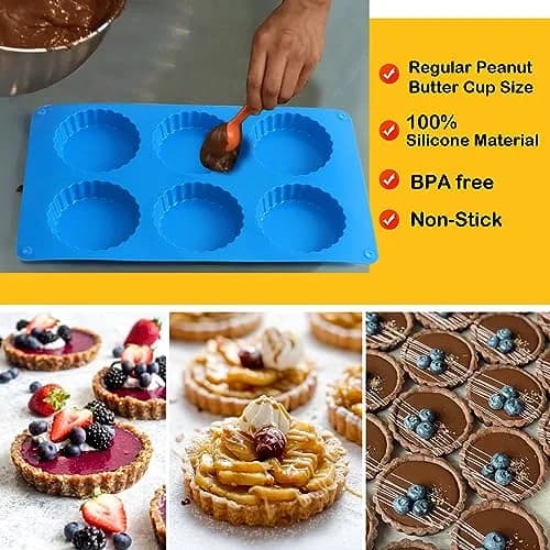 Sidosir 3pcs Peanut Butter Cup Mold | Silicone Mini Tart Pan for Fat Bombs & Brownies (-40°C to 230°C) thumbnail 6