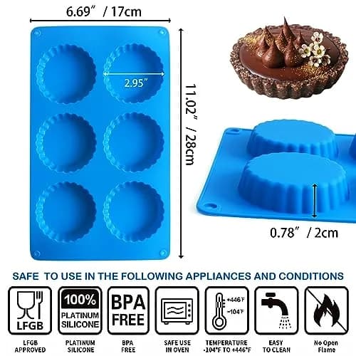 Sidosir 3pcs Peanut Butter Cup Mold | Silicone Mini Tart Pan for Fat Bombs & Brownies (-40°C to 230°C) thumbnail 2