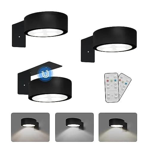 Xuolder Battery Operated Picture Lights 3-Pack | Magnetic LED Puck Lights with Remote & Timer thumbnail 1