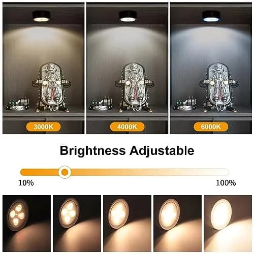 Xuolder Battery Operated Picture Lights 3-Pack | Magnetic LED Puck Lights with Remote & Timer thumbnail 3