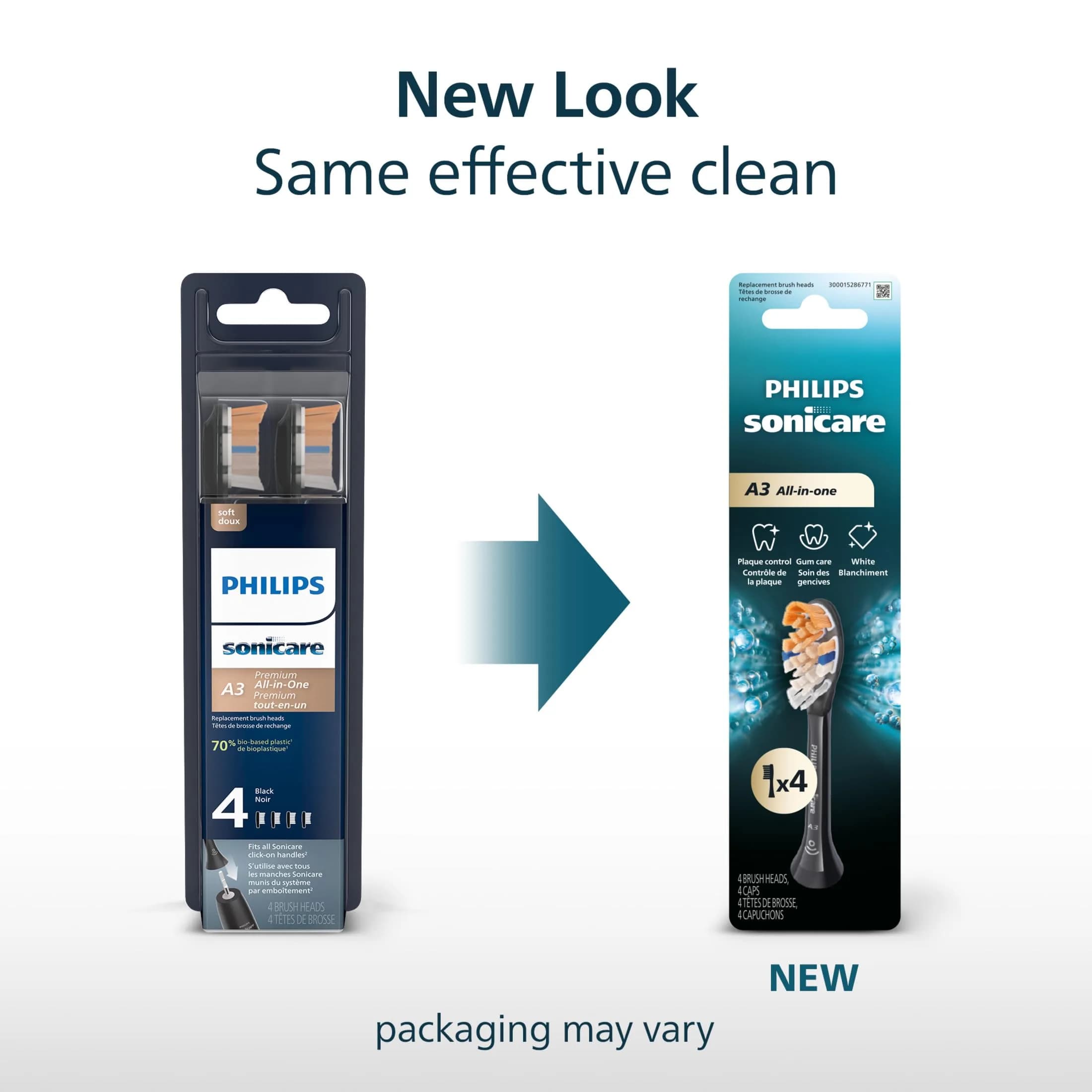 Philips Sonicare A3 All-in-One Brush Heads, 4-Pack (1 Year Supply) | 2000% More Plaque Removal - view 2
