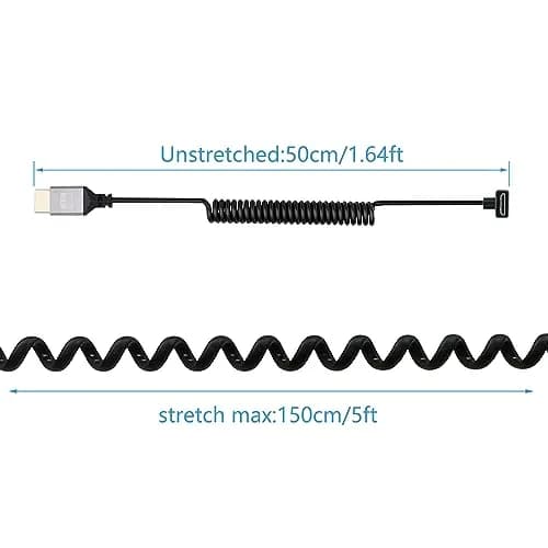 RIIEYOCA 90 Degree Down Angle UHD 4K Mini HDTV Male to HDTV Male 18Gbps Coiled Cable Supports 4K@60Hz,1080p,ARC,3D thumbnail 4