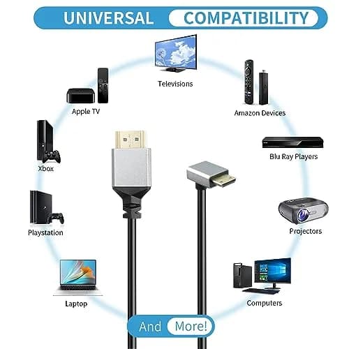 RIIEYOCA 90 Degree Down Angle UHD 4K Mini HDTV Male to HDTV Male 18Gbps Coiled Cable Supports 4K@60Hz,1080p,ARC,3D thumbnail 7