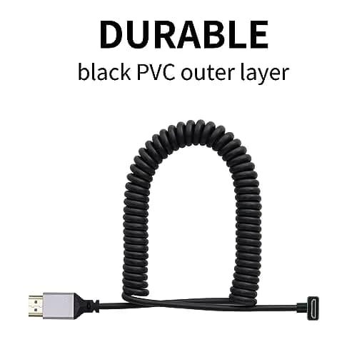 RIIEYOCA 90 Degree Down Angle UHD 4K Mini HDTV Male to HDTV Male 18Gbps Coiled Cable Supports 4K@60Hz,1080p,ARC,3D thumbnail 2