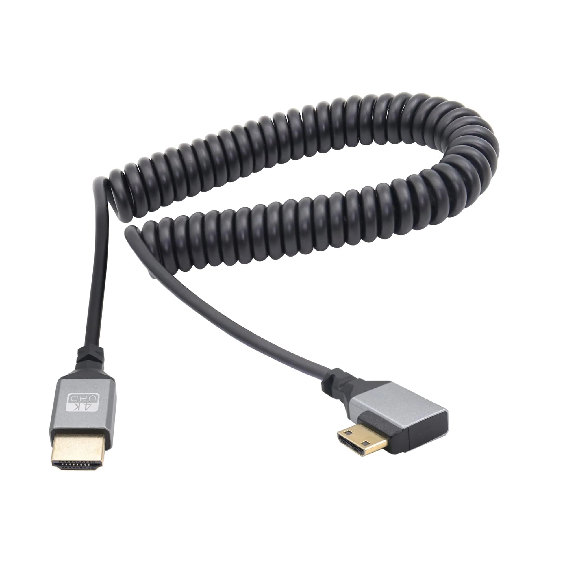 RIIEYOCA 90 Degree Right Angle UHD 4K Mini HDTV to HDTV Coiled Cable 1.5m (5ft) | Supports 4K@60Hz, 18Gbps — RIGHT
