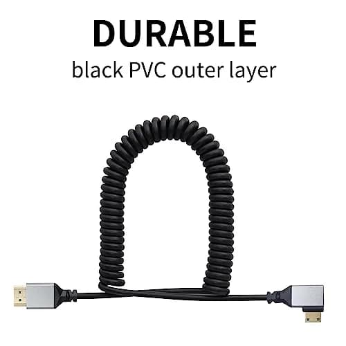RIIEYOCA 90 Degree Right Angle UHD 4K Mini HDTV to HDTV Coiled Cable 1.5m (5ft) | Supports 4K@60Hz, 18Gbps thumbnail 3