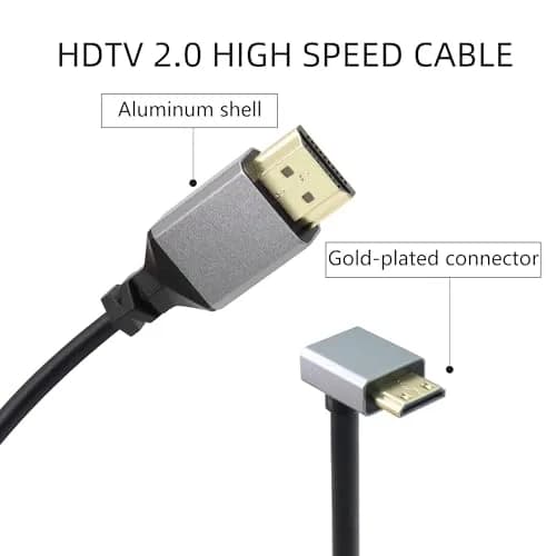RIIEYOCA 90 Degree UHD 4K Mini HDTV Male to HDTV Male Coiled Cable Supports 4K@60Hz,1080p,ARC,3D,Stretchable to 1.5M/5FT thumbnail 3