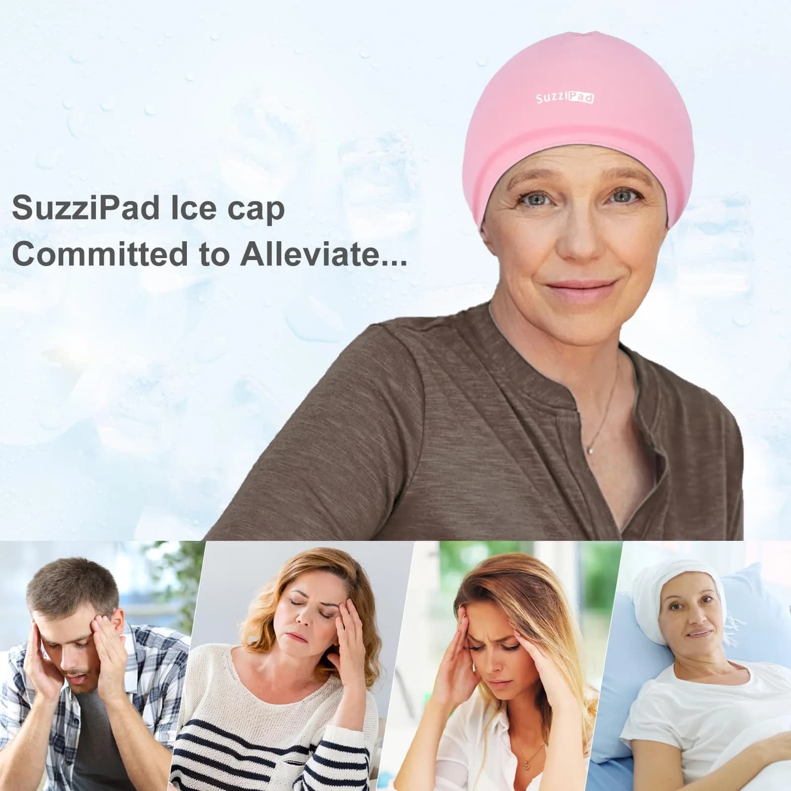 SUZZIPAD Pink Chemo Cooling Cap for Chemotherapy Care - Soothing Scalp Relief - view 3