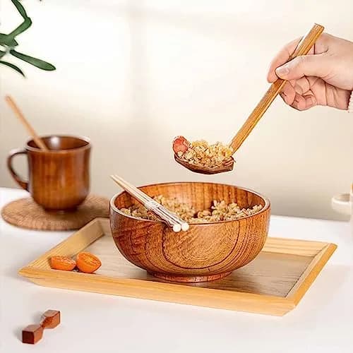 Auswalar Japanese Wooden Ramen Spoons with Long Handle, 22 cm (8.66 in) - Set of 4 thumbnail 4