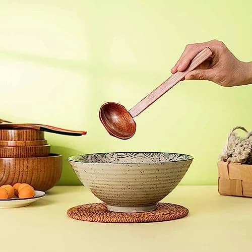 Auswalar Japanese Wooden Ramen Spoons with Long Handle, 22 cm (8.66 in) - Set of 4 thumbnail 7