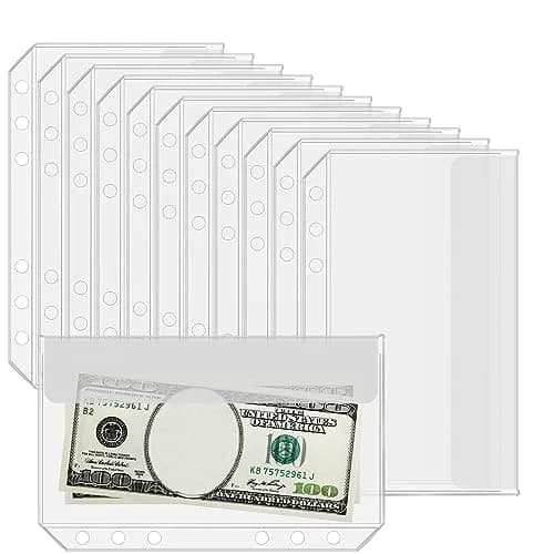 Antner A6 Binder Pockets 6.9 x 4.1 Inches (17.5 x 10.4 cm) — 12-Pack Zipless Clear PVC thumbnail 1