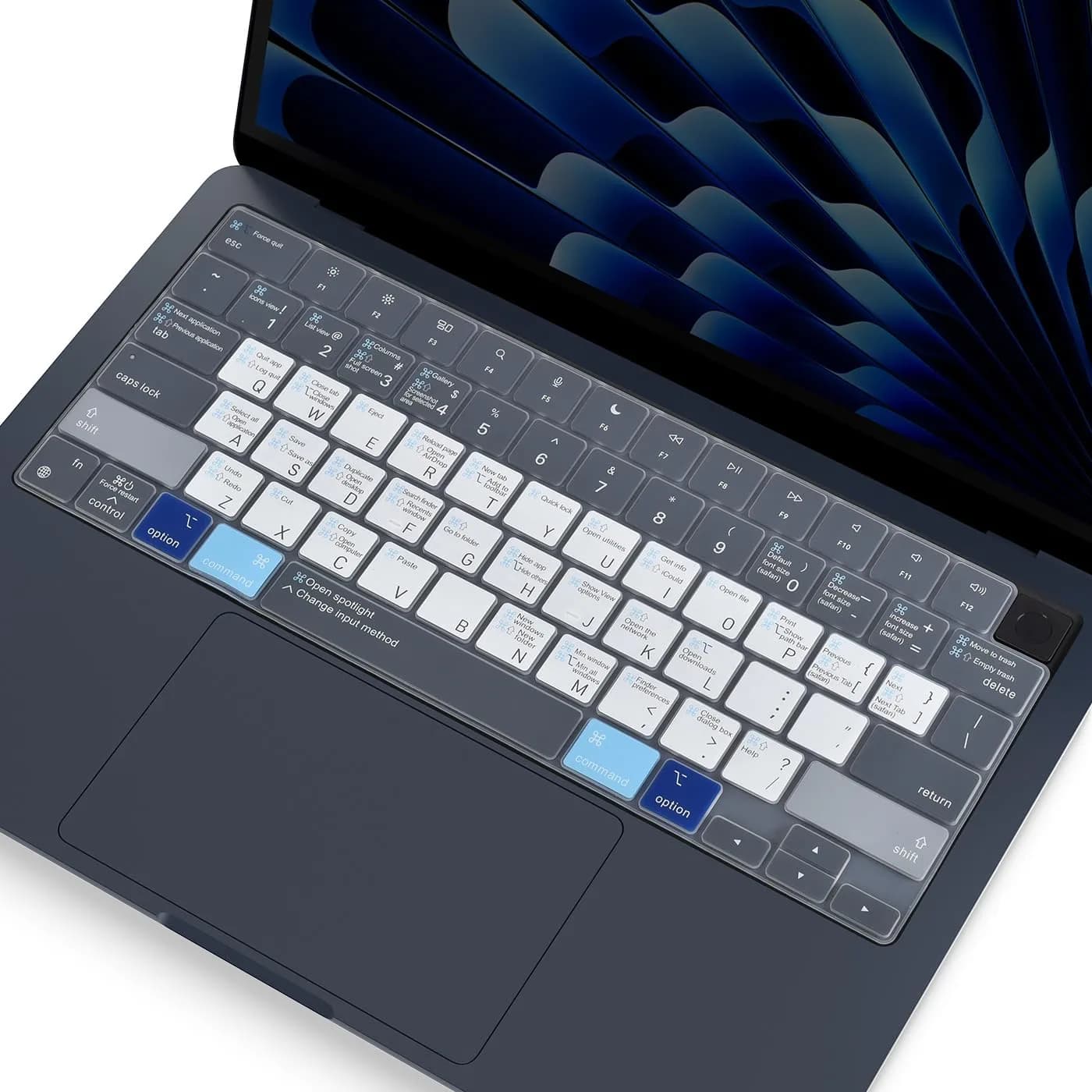 CASEDAO Full Grey & Pink Keyboard Cover for MacBook Pro 14"/16" (2021+) - US Layout Shortcut Protector - main product image