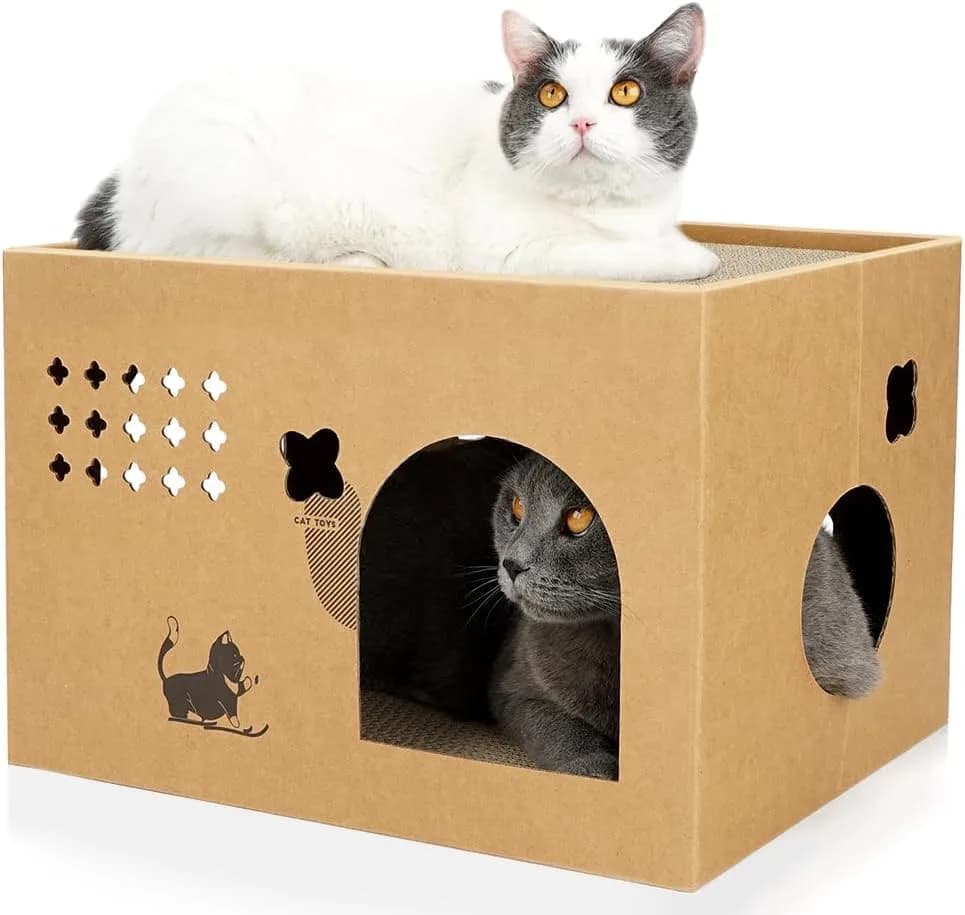 ARGOPET Cactus Cat Cardboard House with 2 Scratching Pads 30.1 cm (11.8 in) | Recycled Corrugated Board Villa for Indoor Cats thumbnail 4