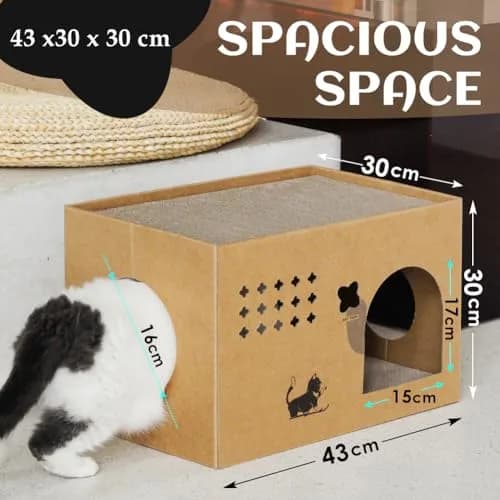 ARGOPET Cactus Cat Cardboard House with 2 Scratching Pads 30.1 cm (11.8 in) | Recycled Corrugated Board Villa for Indoor Cats thumbnail 7