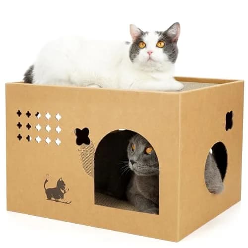 ARGOPET Cactus Cat Cardboard House with 2 Scratching Pads 30.1 cm (11.8 in) | Recycled Corrugated Board Villa for Indoor Cats thumbnail 1