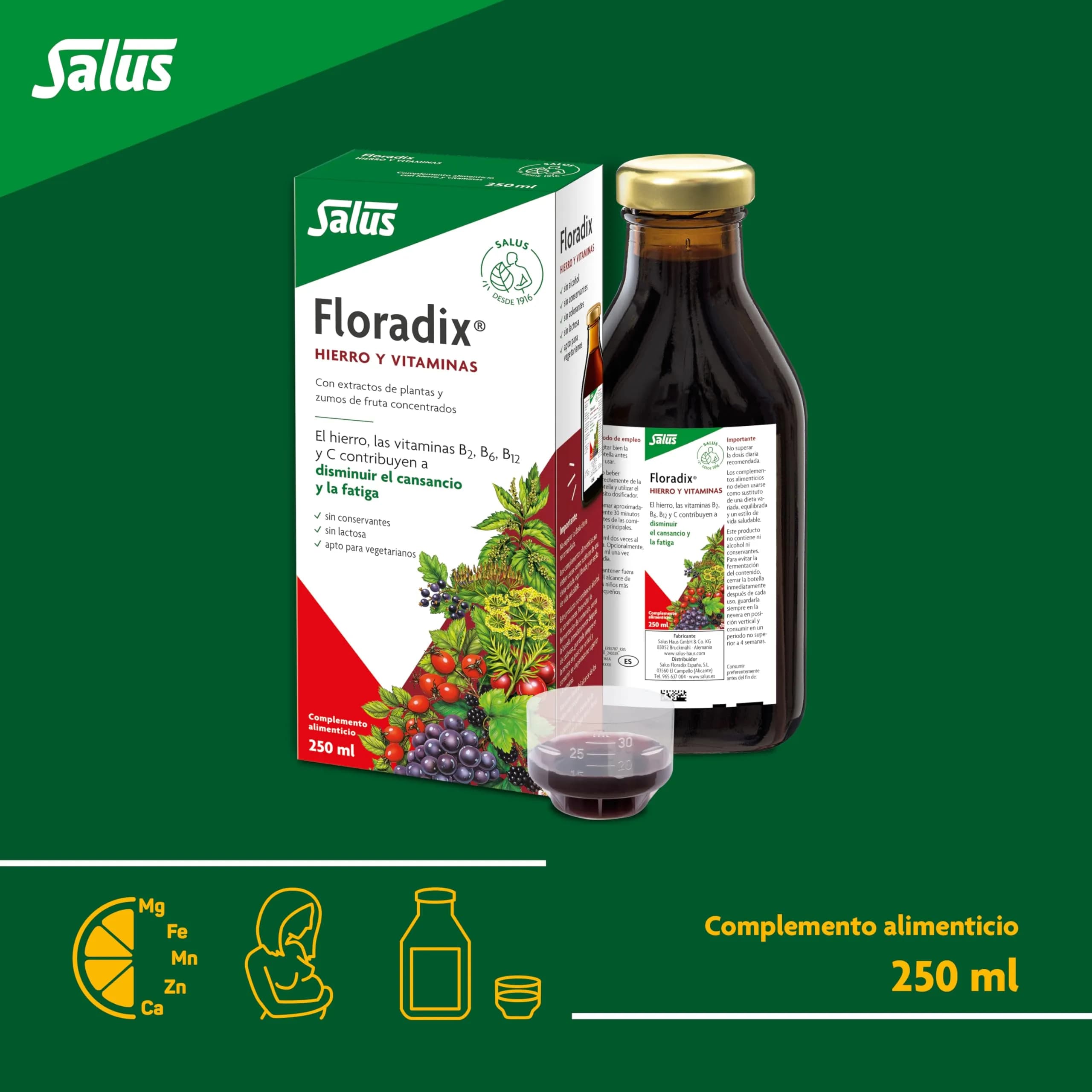 Floradix Liquid Iron & Vitamin Formula, Mixed Fruit Flavour, 8.5 Fl Oz (250ml) - Pack of 2 - view 3