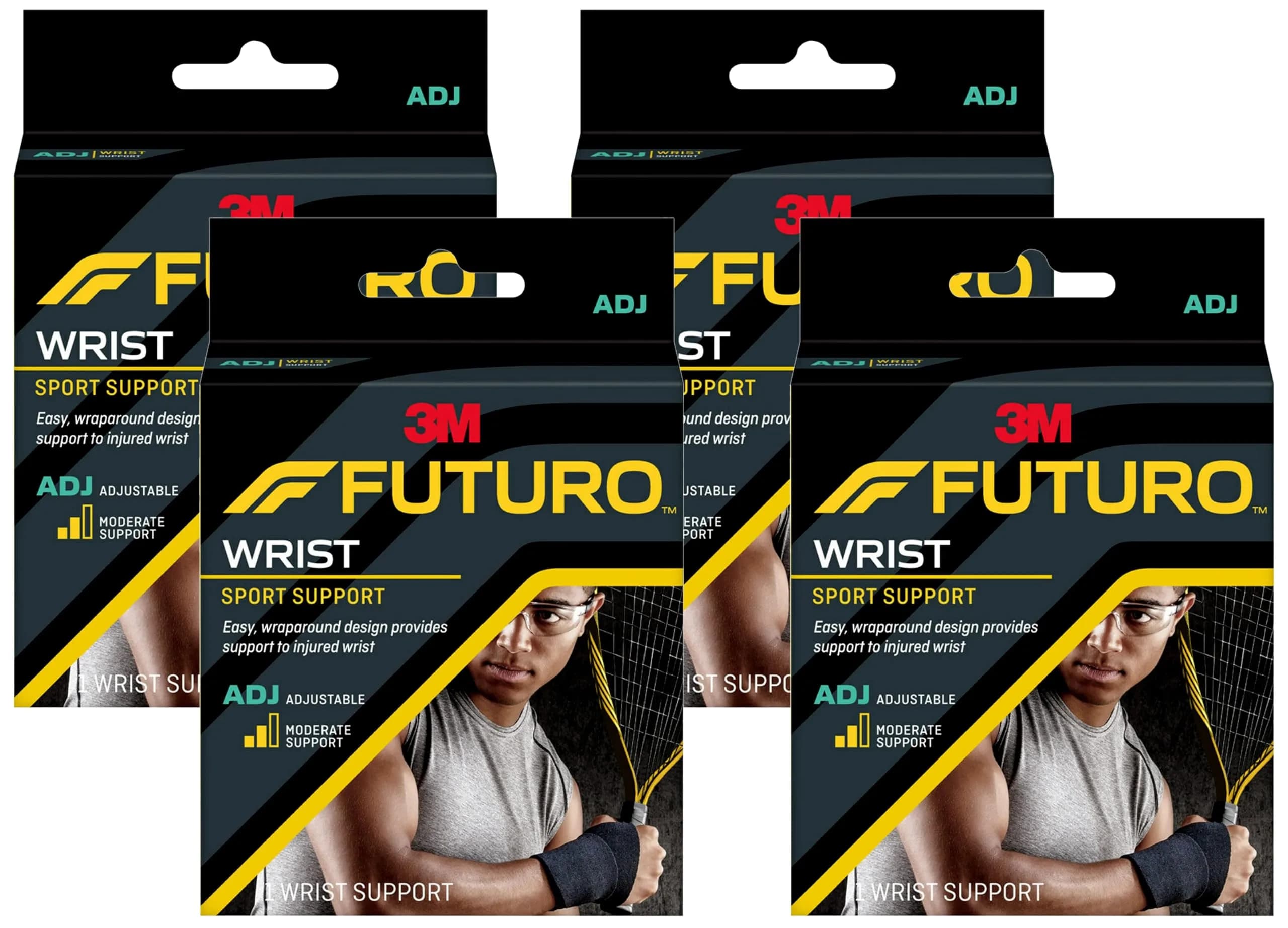 Futuro Sport Wrist Support Brace 4-Pack Black | Moderate Support for Sports & Activities - main product image