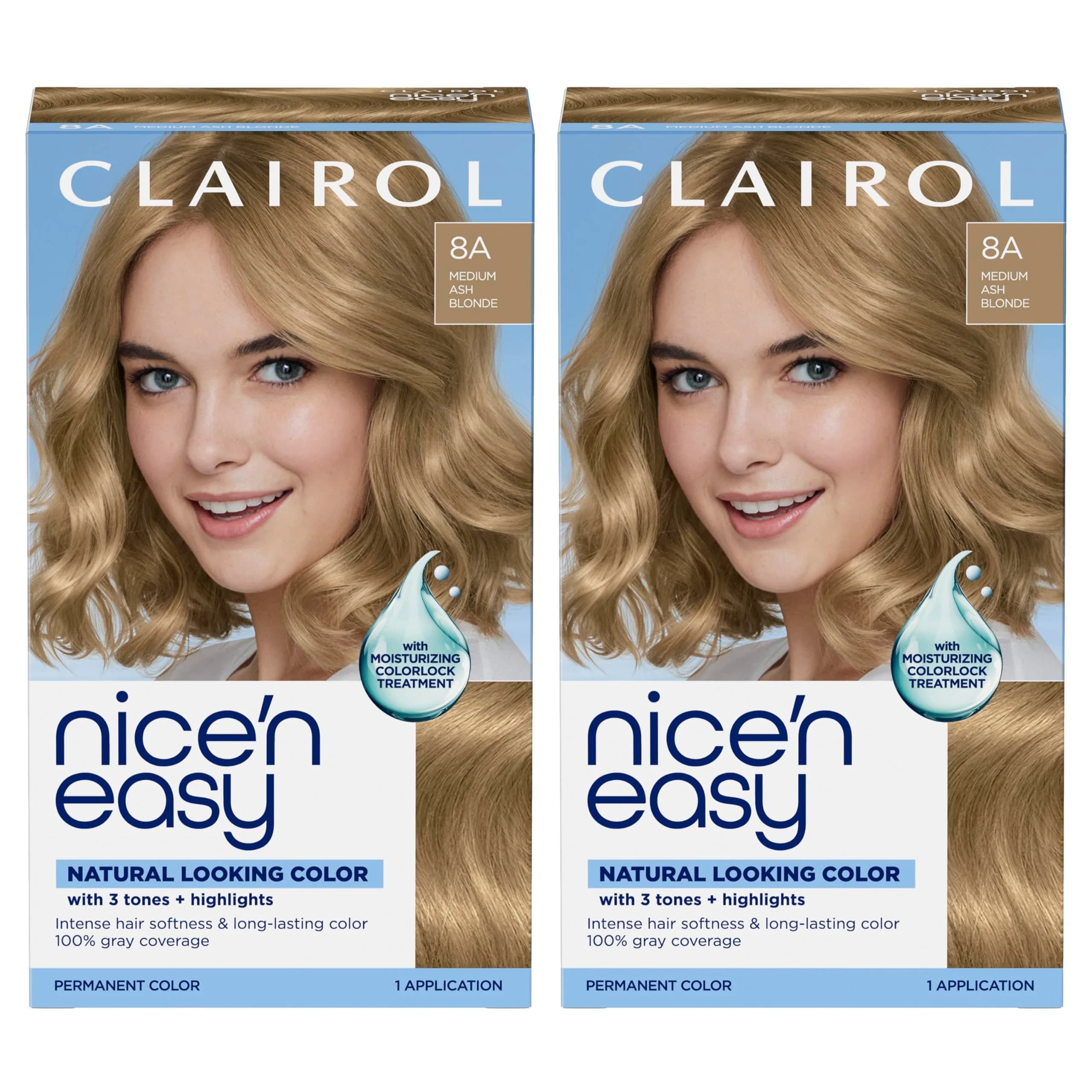 Clairol Nice'n Easy 8A Medium Ash Blonde Permanent Hair Dye - Pack of 2 (6.26 Fl Oz) - main product image
