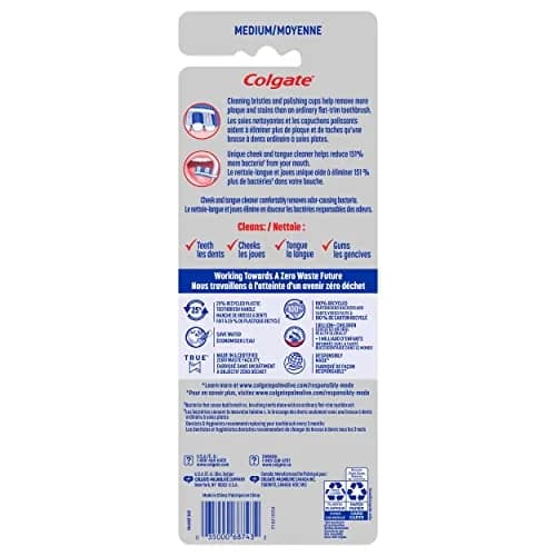 Colgate 360 Adult Toothbrush, Medium (4) Pack | Battery Powered, Red thumbnail 9