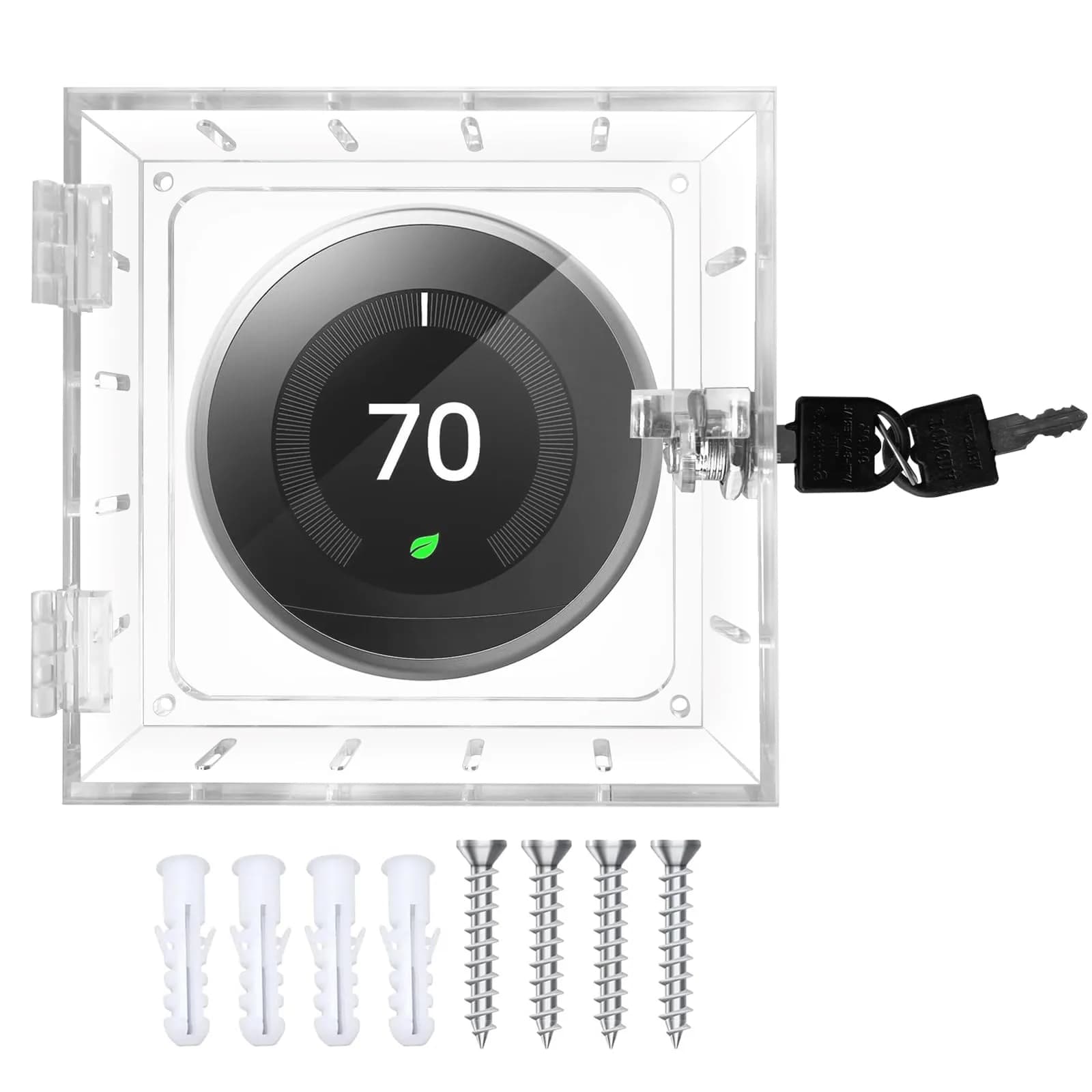 Young Dance Thermostat Lock Box with 2 Keys, Clear Acrylic Cover for Small Thermostats | Prevents Tampering & Unauthorized Adjustments — M-2 key lock