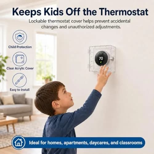 Young Dance Thermostat Lock Box with 2 Keys, Clear Acrylic Cover for Small Thermostats | Prevents Tampering & Unauthorized Adjustments thumbnail 4