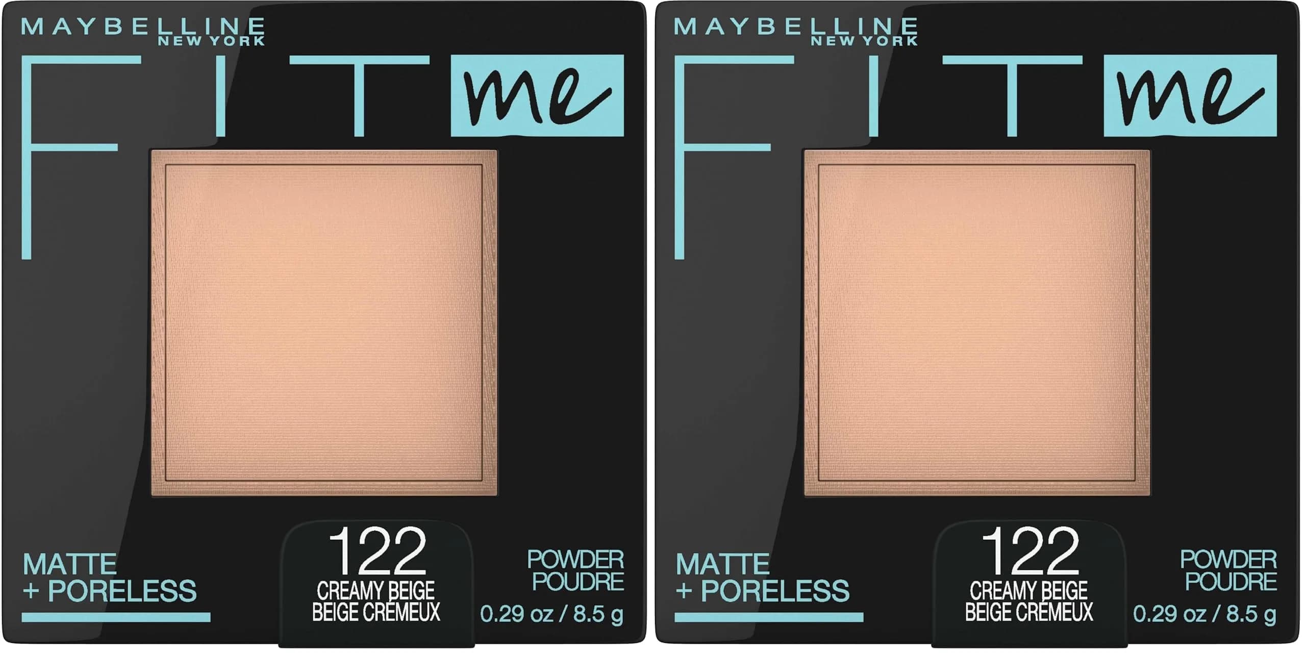 Maybelline Fit Me Matte + Poreless Pressed Face Powder Makeup & Setting Powder, Creamy Beige, 7.65 g (0.27 oz) (Pack of 2) | Natural Matte Finish for Normal to Oily Skin
