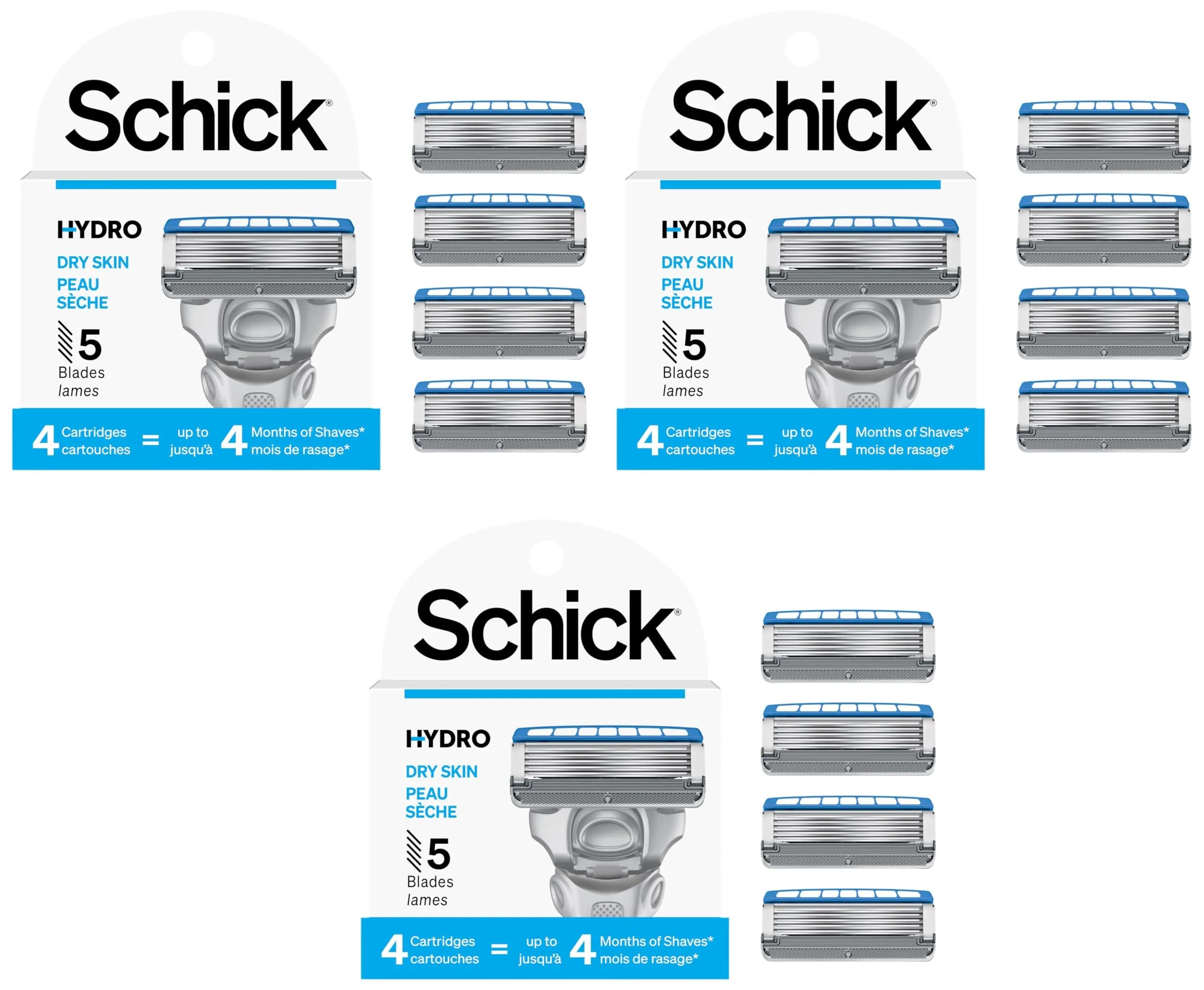 Schick Hydro 5 Sense Sensitive Skin Razor Refills for Men, 4 Count | 5-Blade System with Skin Guards — Hydro 5
