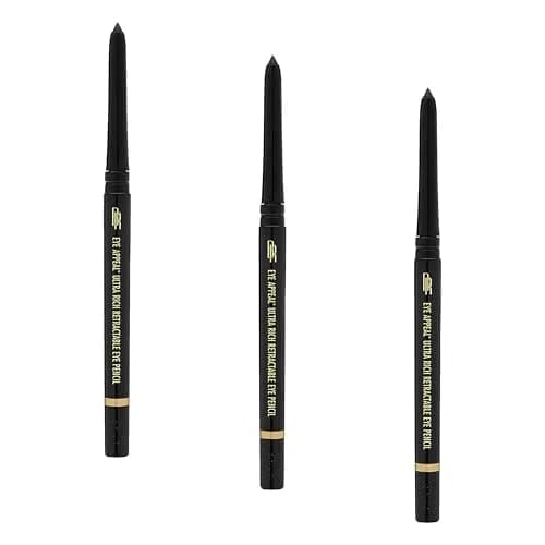 Black Radiance Eye Appeal Eyeliner Pencil Retractable, Sparkling Black, 0.008 oz (Pack of 3) | Pigment-Rich Color for Eyelids thumbnail 1