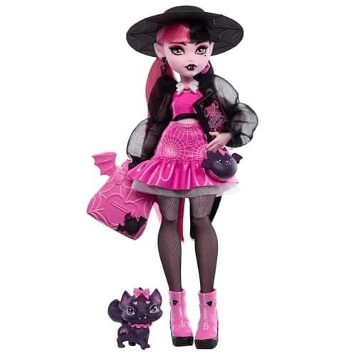 Monster High Draculaura Doll with Pet Count Fabulous & Accessories | 5.91 inch (15 cm) Doll thumbnail 1