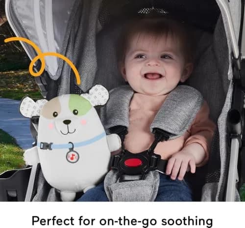 Fisher-Price Calming Vibes Puppy Soother Plush Sound Machine 18cm (7.13 inches) | Soothes Newborns with Music, Sounds & Vibrations thumbnail 4