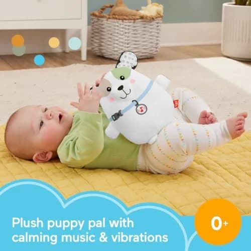 Fisher-Price Calming Vibes Puppy Soother Plush Sound Machine 18cm (7.13 inches) | Soothes Newborns with Music, Sounds & Vibrations thumbnail 2