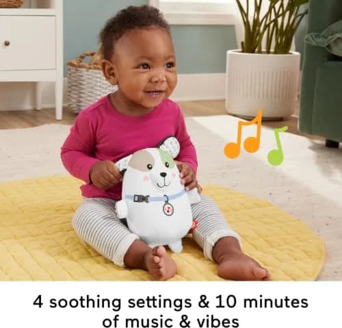 Fisher-Price Calming Vibes Puppy Soother Plush Sound Machine 18cm (7.13 inches) | Soothes Newborns with Music, Sounds & Vibrations thumbnail 3