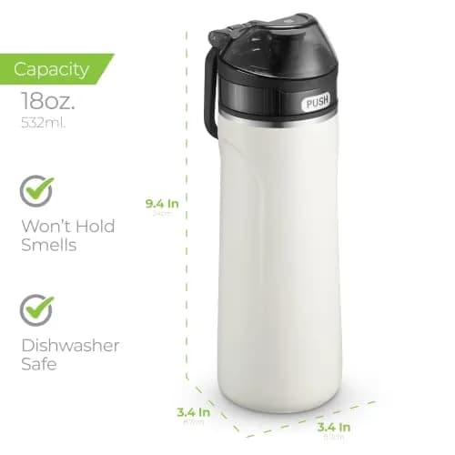 SipX™ Premium Stainless Steel Water Bottle with Straw Lid 18 oz | Triple Insulated, Leakproof, BPA-Free, White thumbnail 4