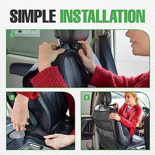 lebogner Grey 4-Pocket Kick Mats with Universal Fit | Waterproof Polyester Seat Back Protectors thumbnail 5