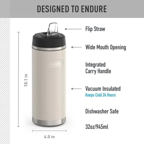 THERMOS ICON SERIES Stainless Steel Water Bottle with Straw Lid 32 Ounce | Keeps Drinks Cold 24H thumbnail 2
