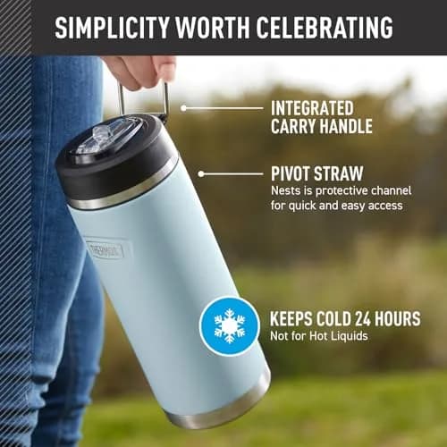 THERMOS ICON SERIES Stainless Steel Water Bottle with Straw Lid 32oz | Keeps Drinks Cold 24H thumbnail 3