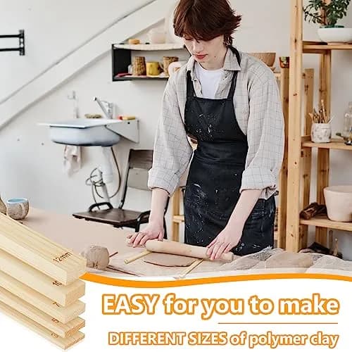 Sasylvia 20 Pcs Wood Clay Rolling Pin Guides, 3mm-12mm Thickness | Essential for Even Clay Slabs thumbnail 5