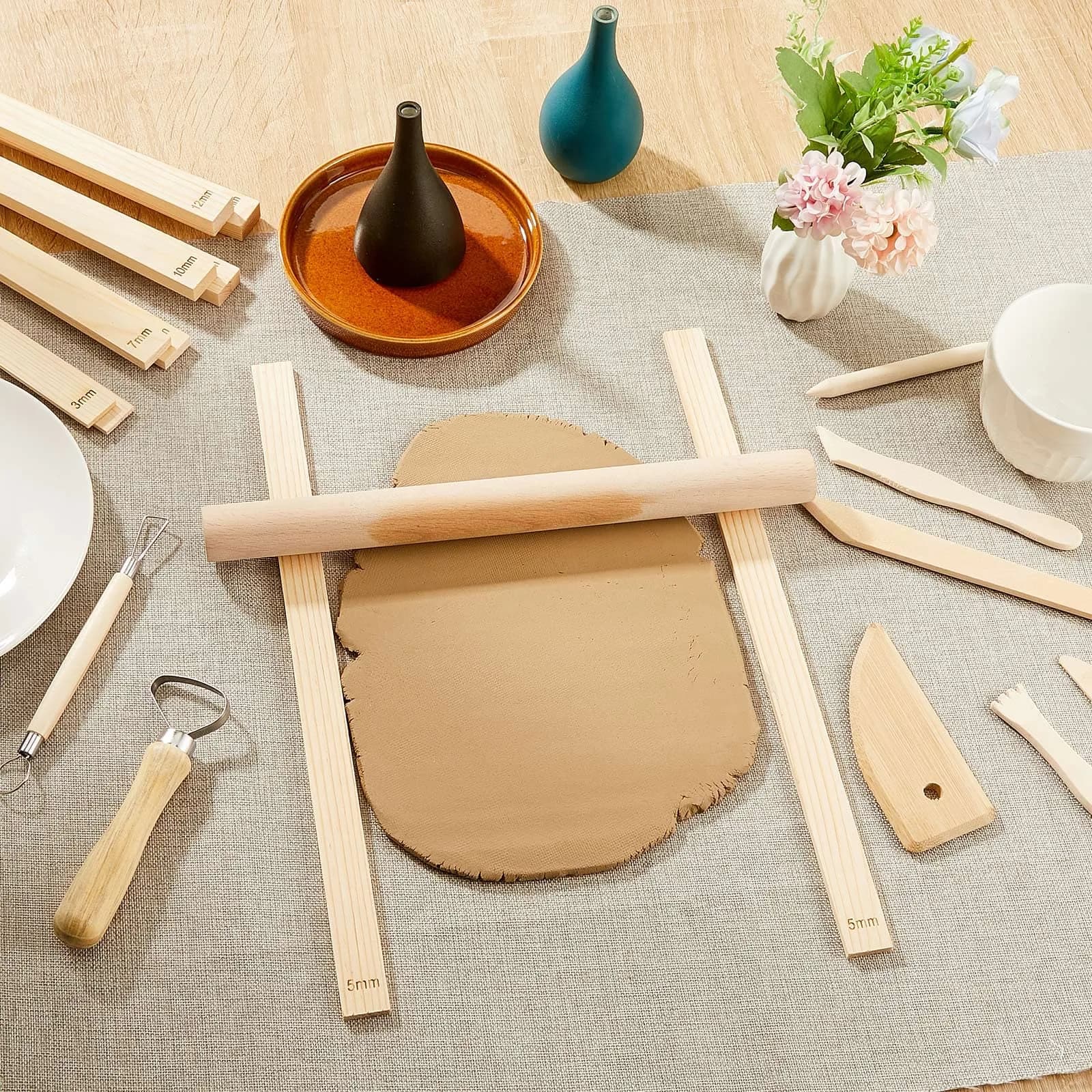 Sasylvia 20 Pcs Wood Clay Rolling Pin Guides, 3mm-12mm Thickness | Essential for Even Clay Slabs - view 7