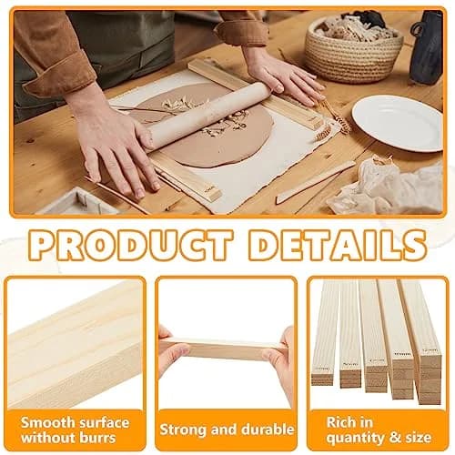 Sasylvia 20 Pcs Wood Clay Rolling Pin Guides, 3mm-12mm Thickness | Essential for Even Clay Slabs thumbnail 3
