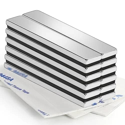 TRYMAG Strong Neodymium Bar Magnets 12 Pack 60x10x3mm | Powerful Rare Earth Magnets with Adhesive thumbnail 1