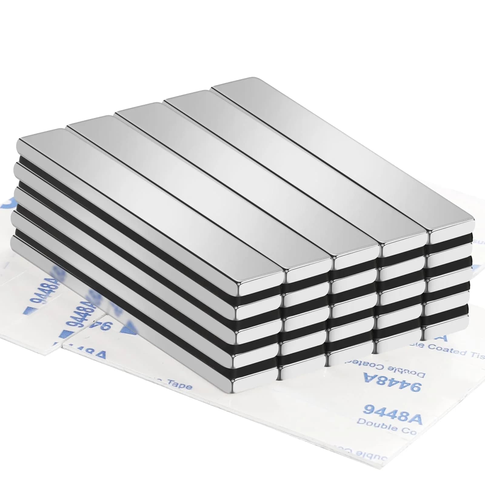 TRYMAG Strong Neodymium Bar Magnets with Adhesive Backing 60x10x3mm (25 Pack) | 18 lb Pull Force Utility Magnets - main product image
