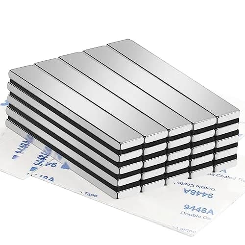 TRYMAG Strong Neodymium Bar Magnets with Adhesive Backing 60x10x3mm (25 Pack) | 18 lb Pull Force Utility Magnets thumbnail 1